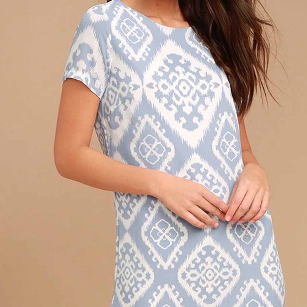 Lulus Give Me a Print Light Blue Print Shift Dress